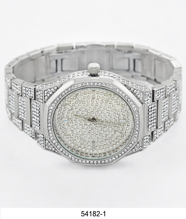 5418-Montres Carlo Iced Out Metal Band Watch