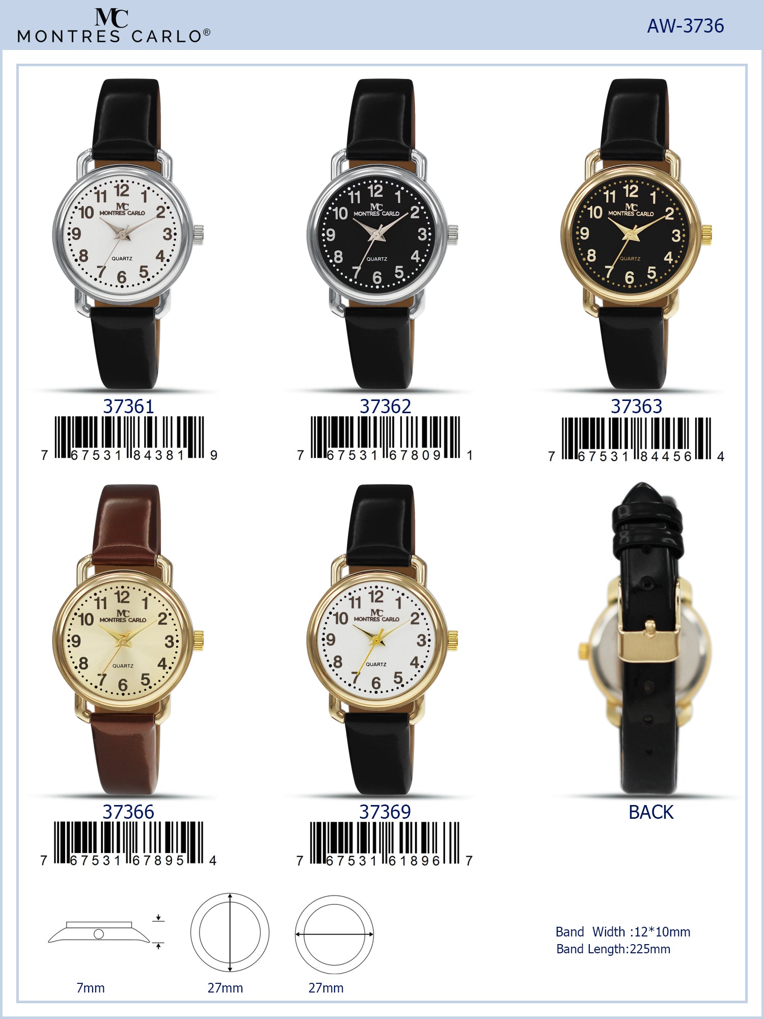 3736 - Faux Leather Band Watch