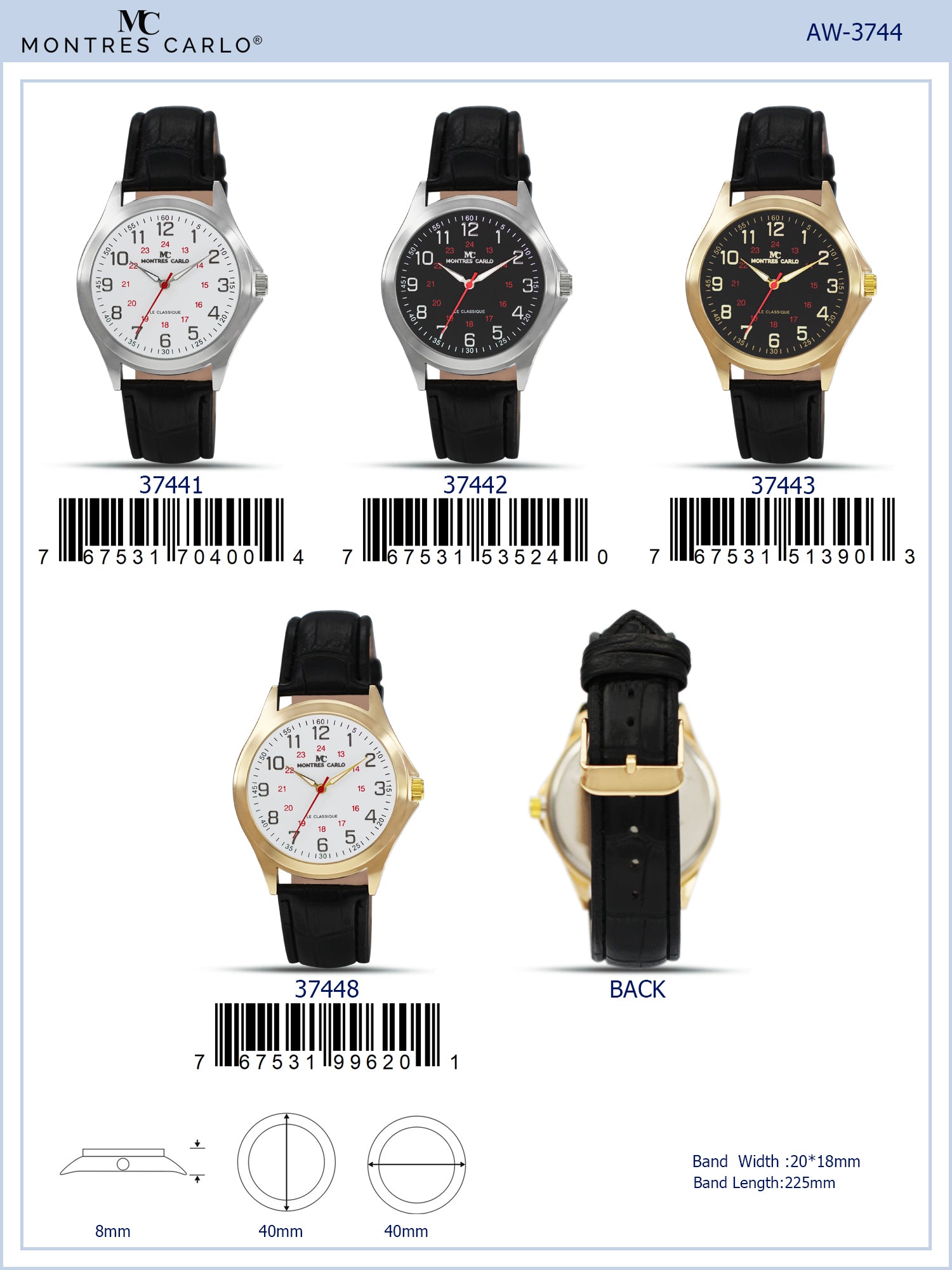 3744 - Faux Leather Band Watch