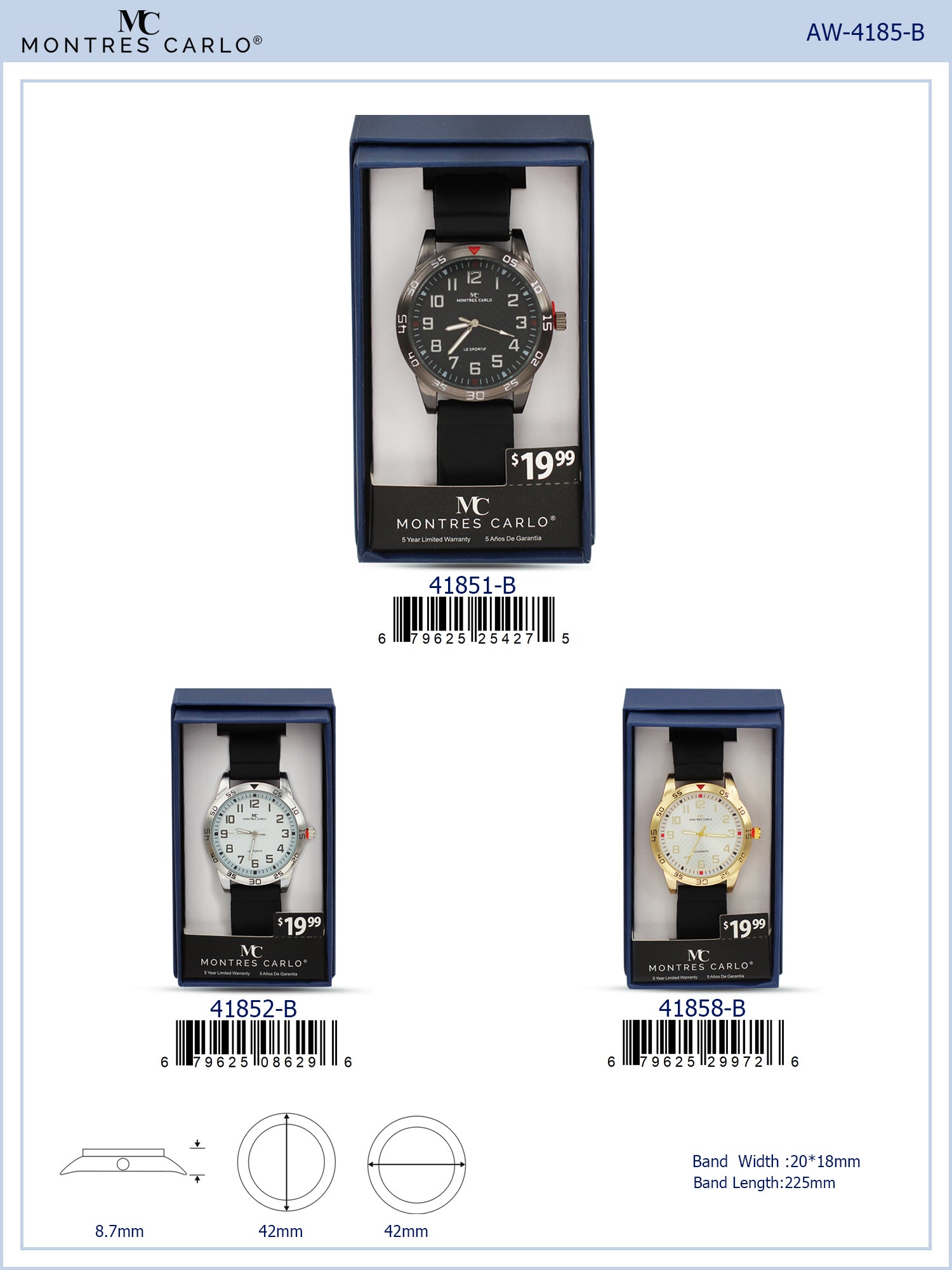 4185-B Boxed Rubber band watch