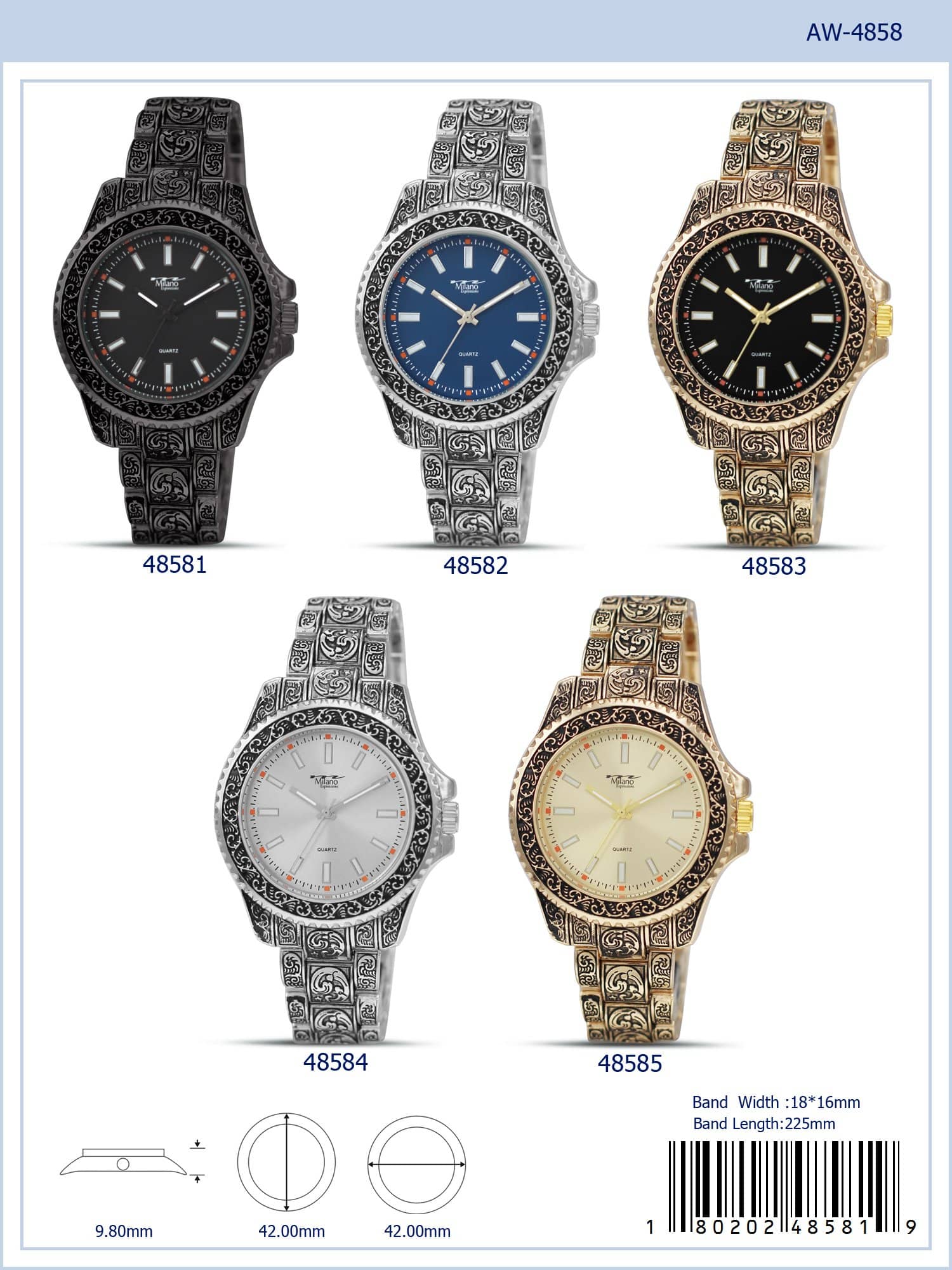 4858 - Metal Band Watch