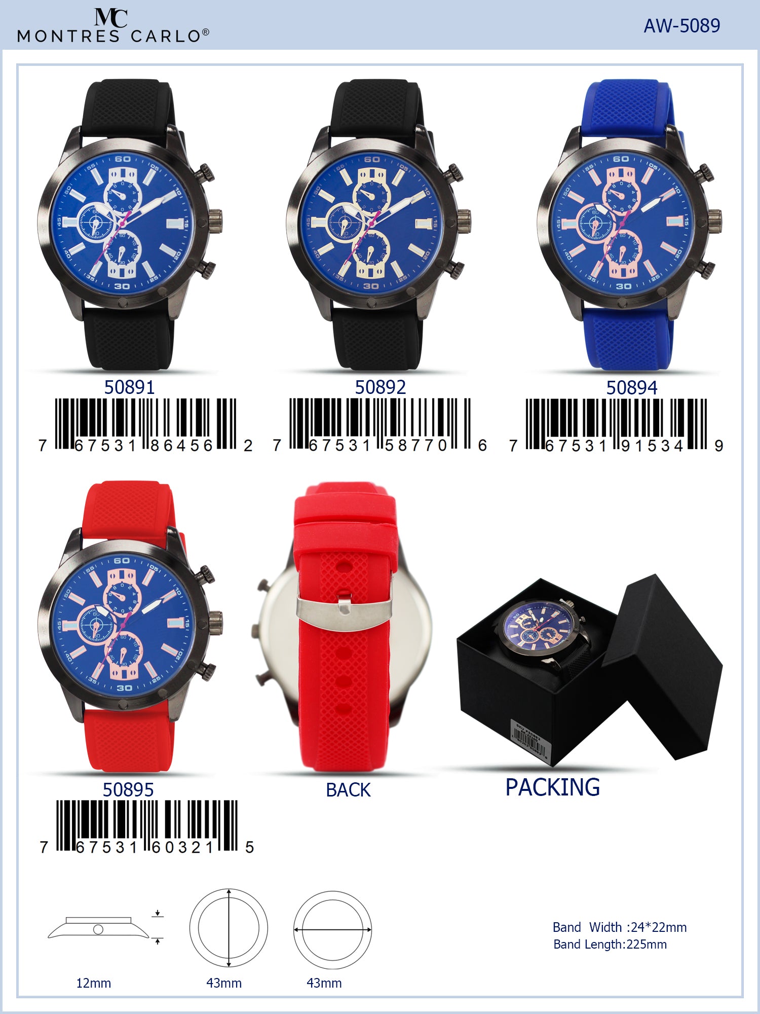 5089 - Prepacked Silicon Band Watch