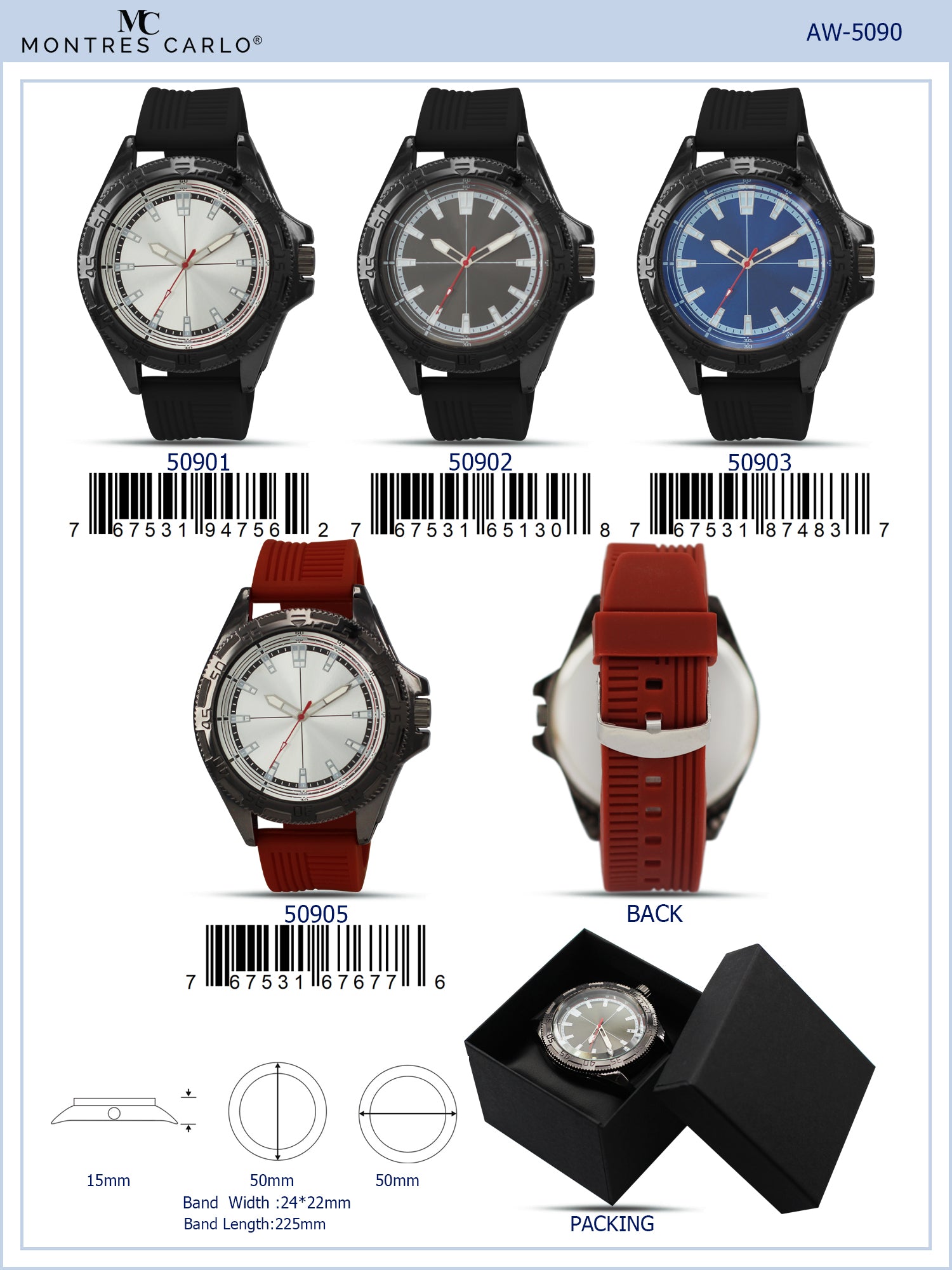 5090 - Prepacked Silicon Band Watch