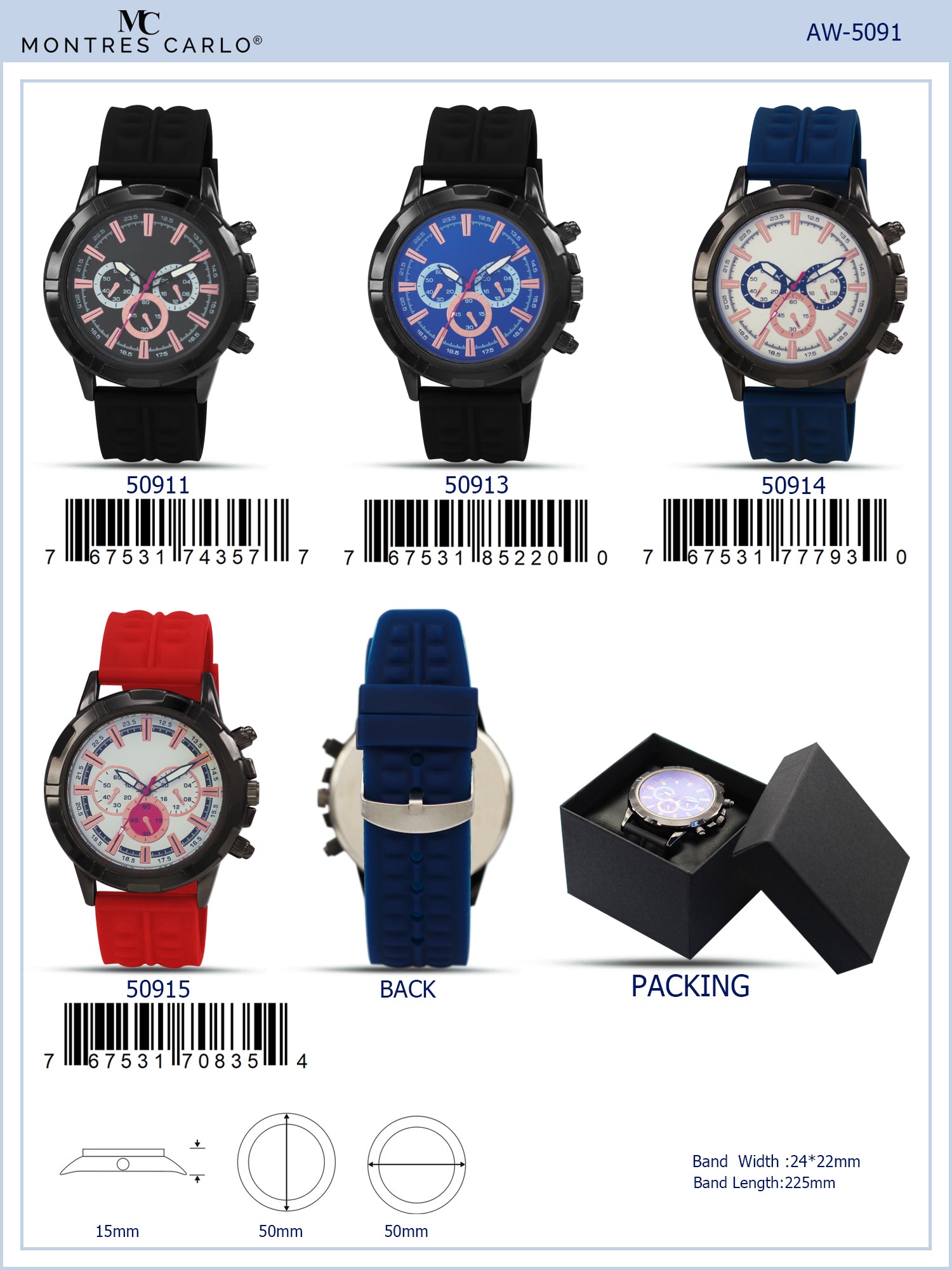 5091 - Prepacked Silicon Band Watch