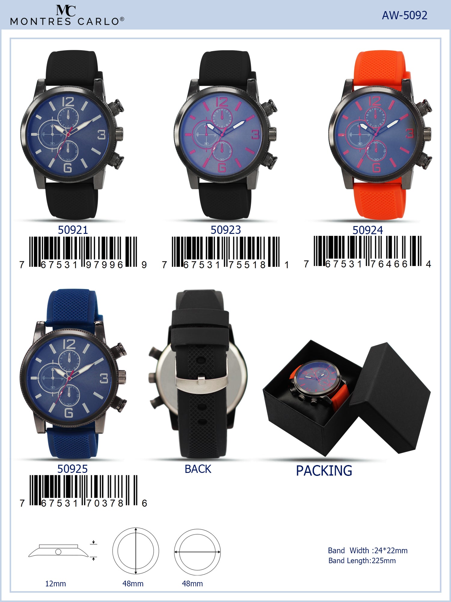 5092 - Reloj con correa de silicona preempaquetado