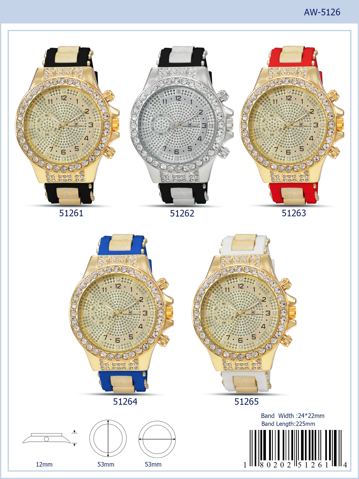 5126 - Reloj con correa tipo bala