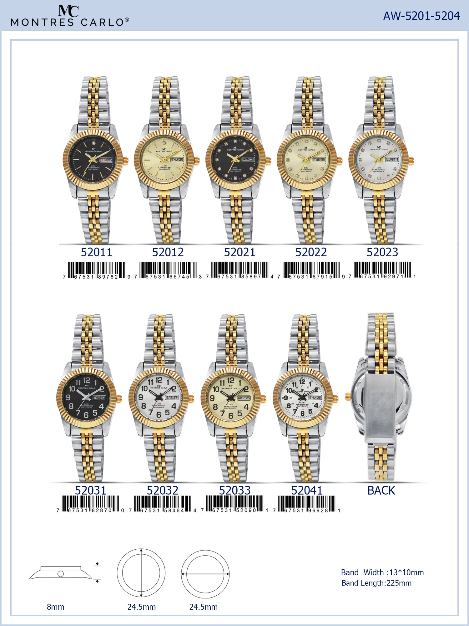 5201-5204 - Metal Band Day and Date Watch