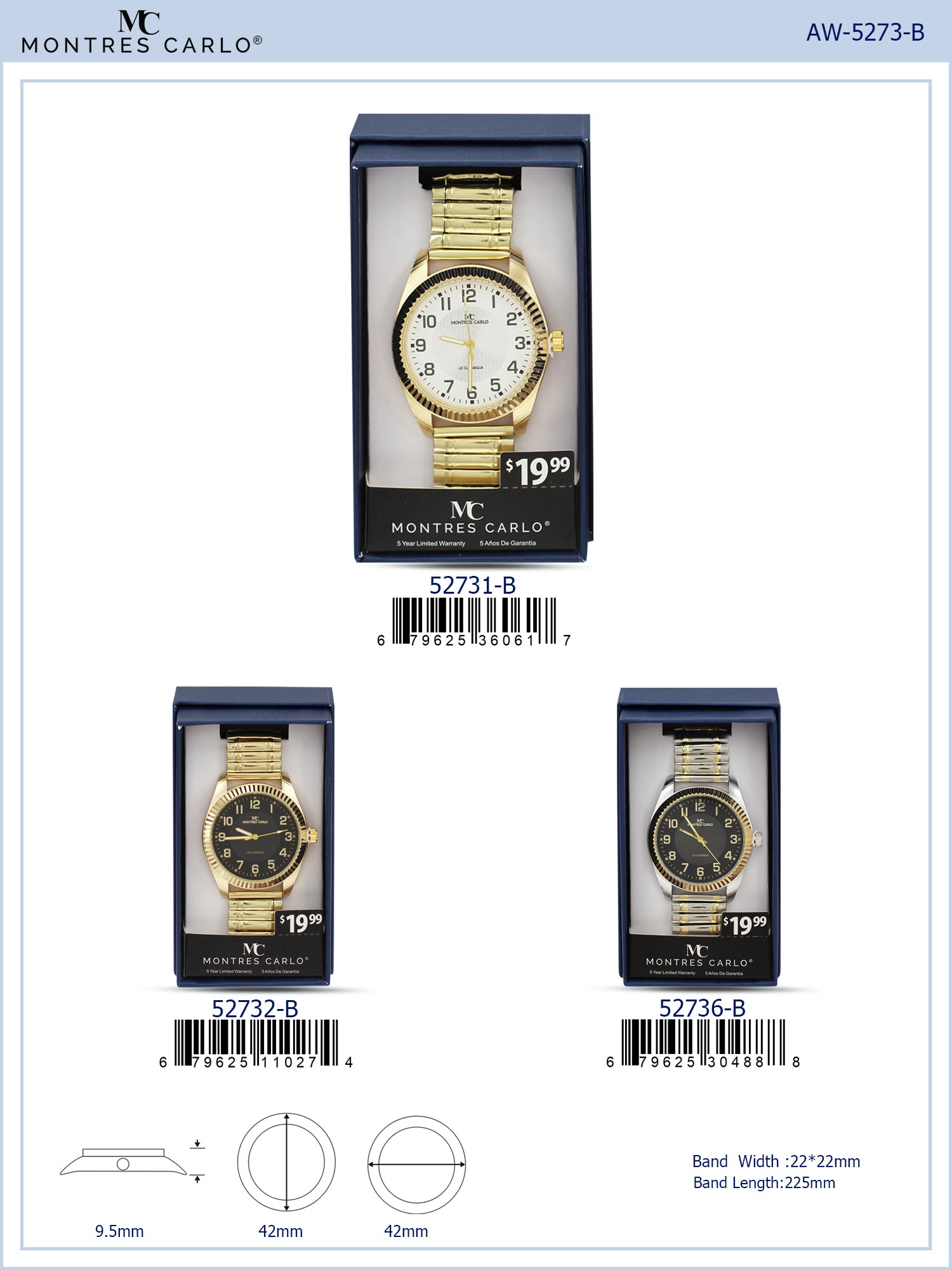 5273-B Metal Band Watch Gift Box Edition