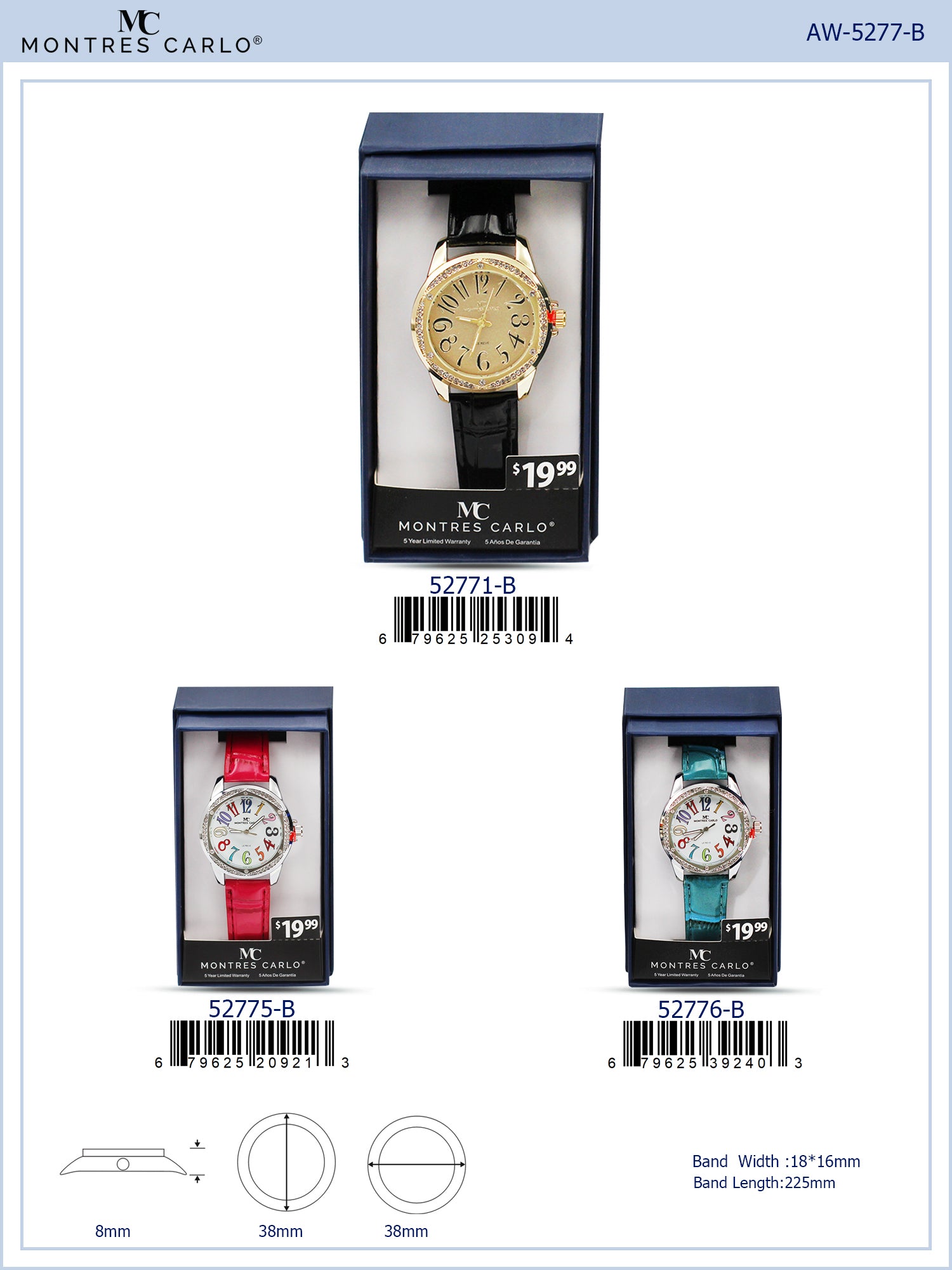 5277-B Faux Leather Band Watch Gift Box Edition