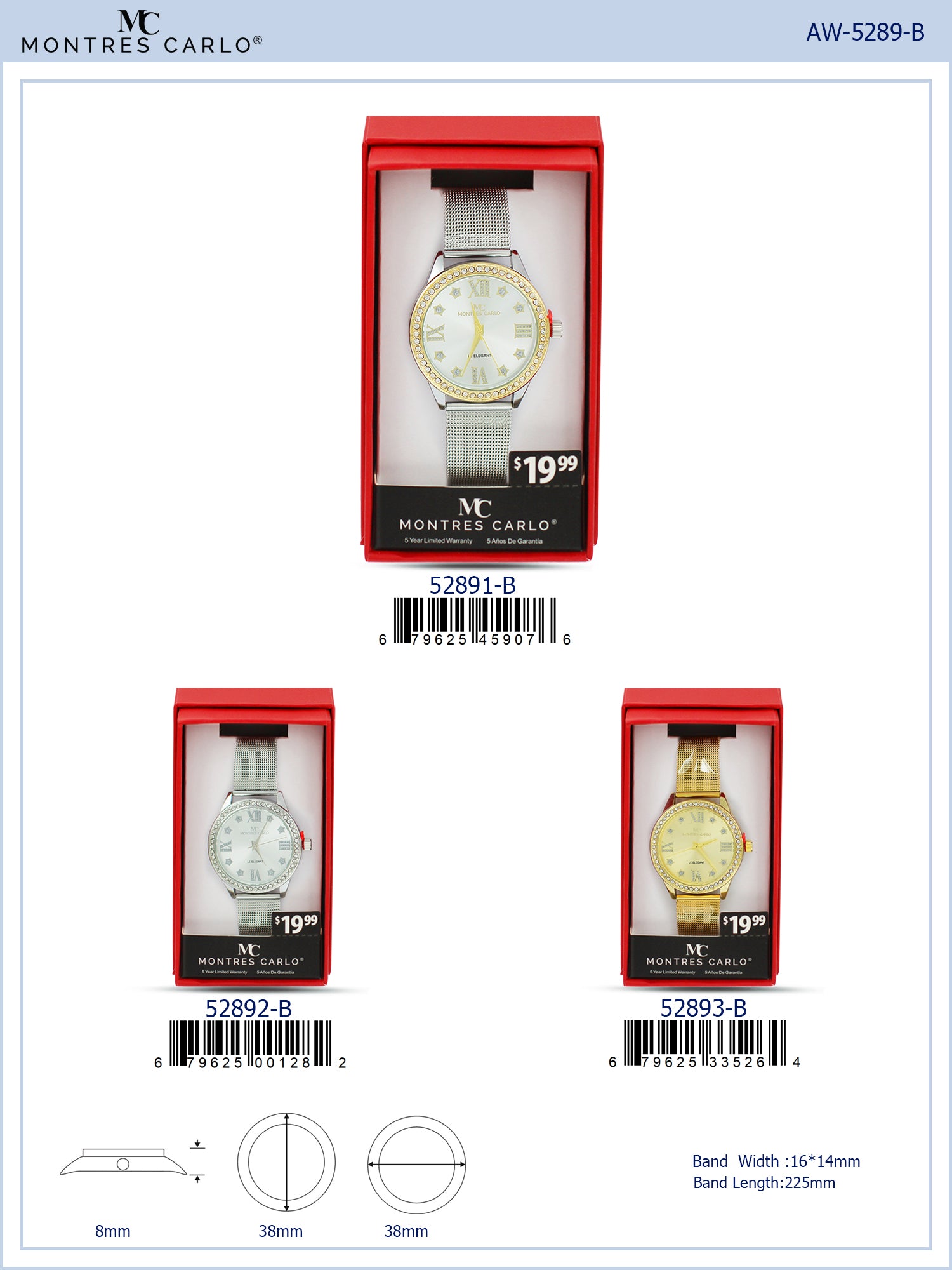 5289-B Metal Band Watch Gift Box Edition