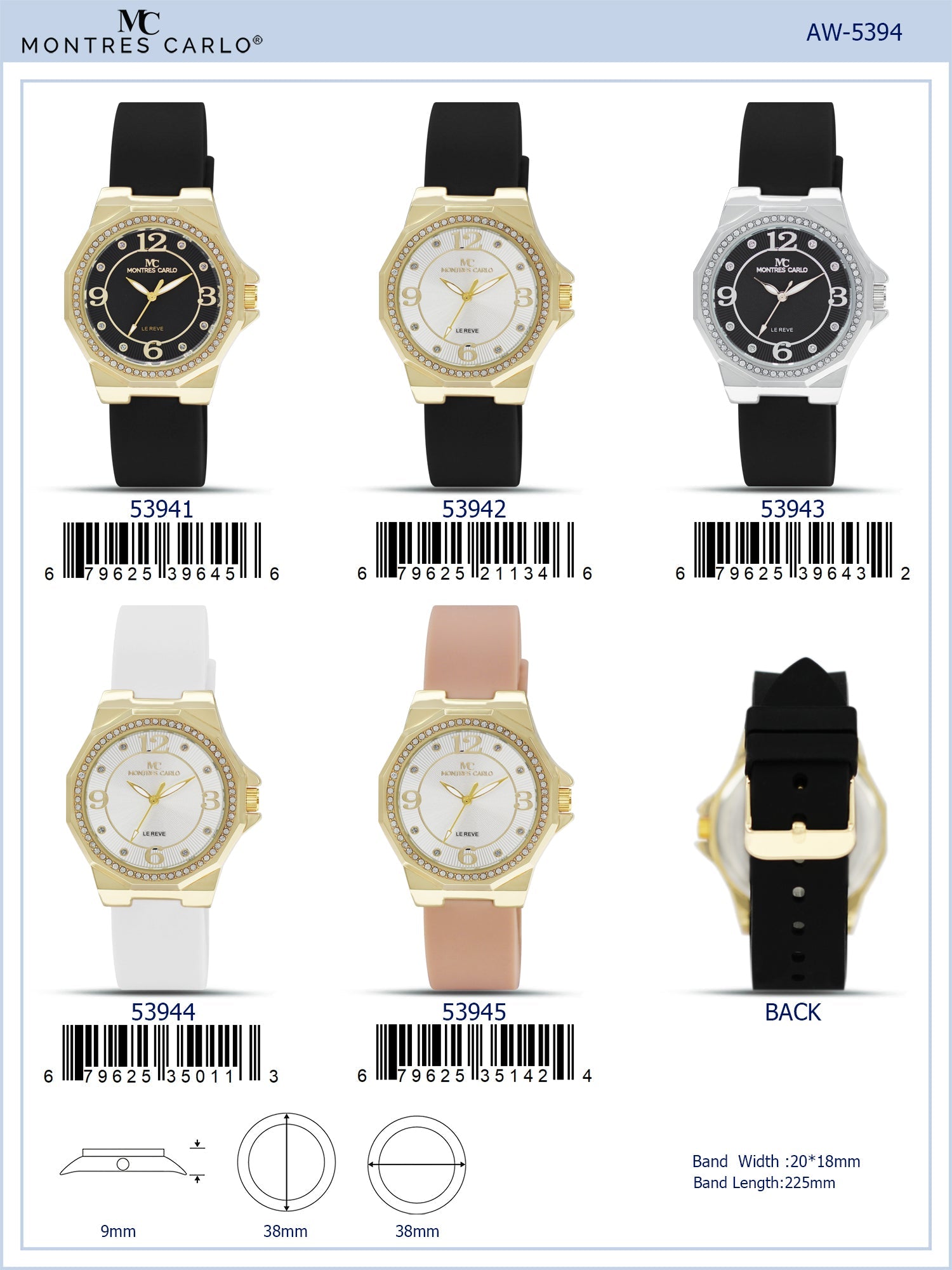 5394-Montres Carlo Silicon Band Watch