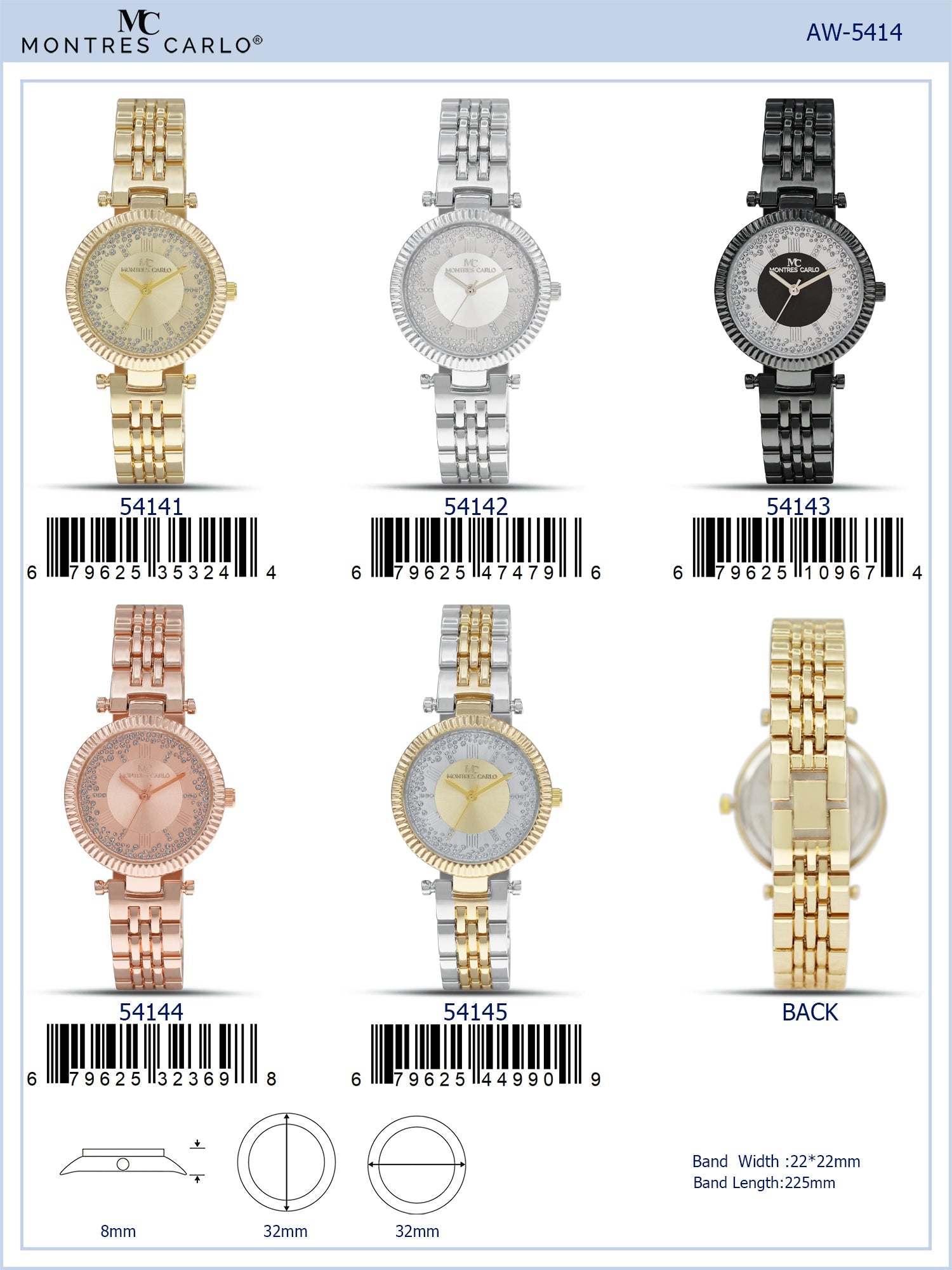 5414-Montres Carlo Metal Bracelet Watch