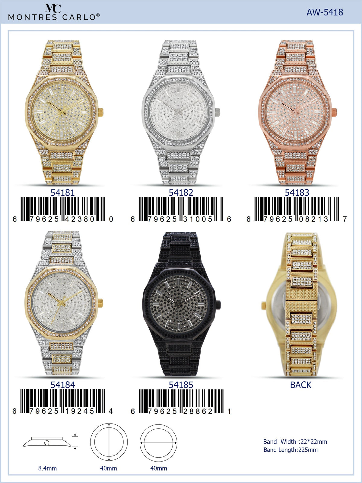 5418-Montres Carlo Iced Out Metal Band Watch – AkzanWholesale