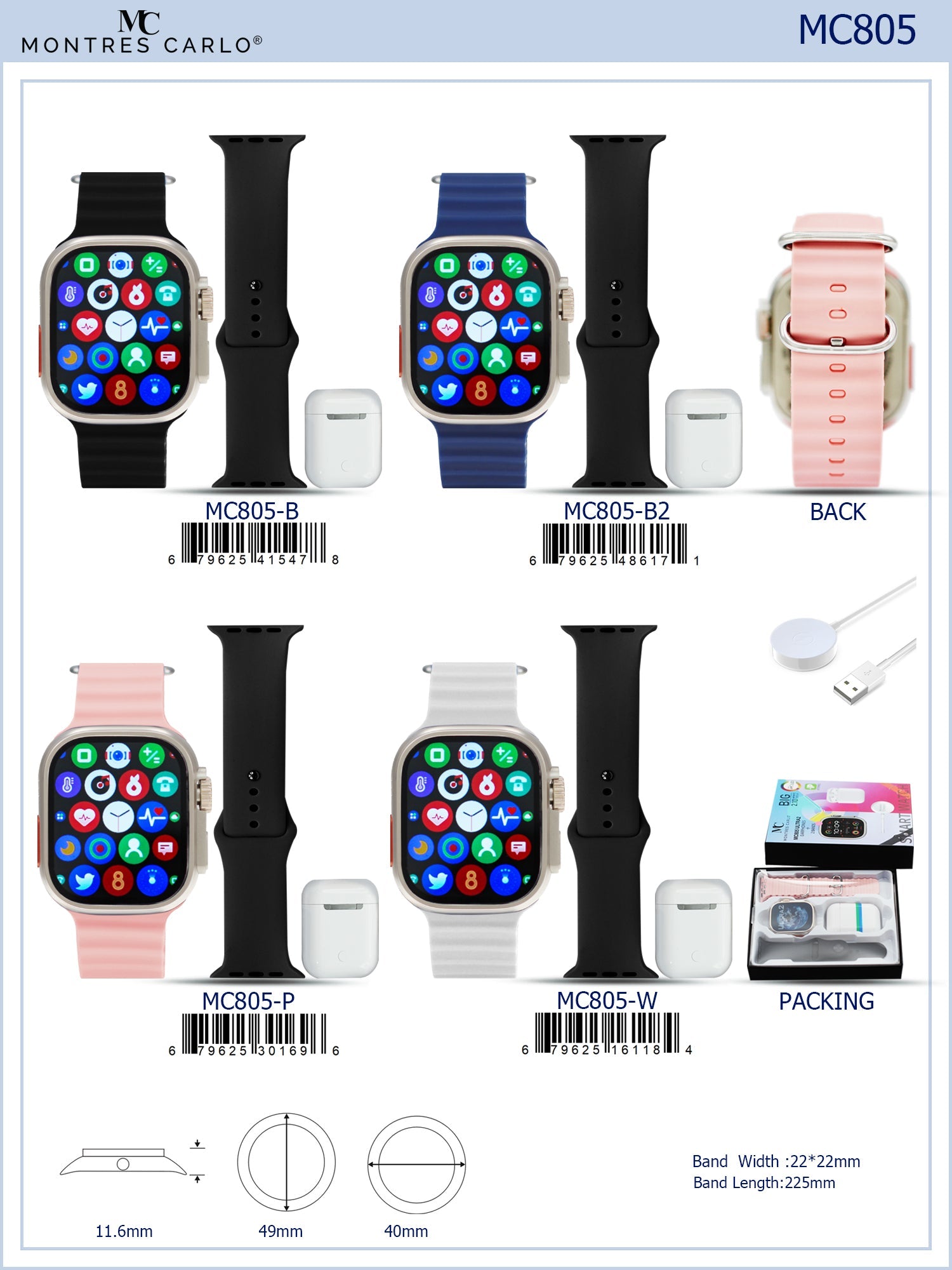 MC805 Smart Watch and Bluetooth Headphones