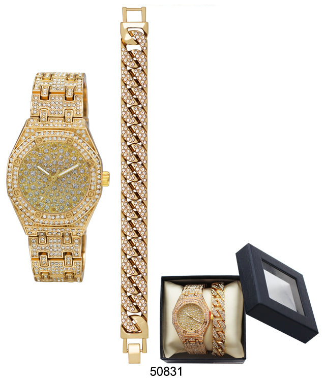 5083 - Boxed Ice Metal Bracelet Watch with Chain