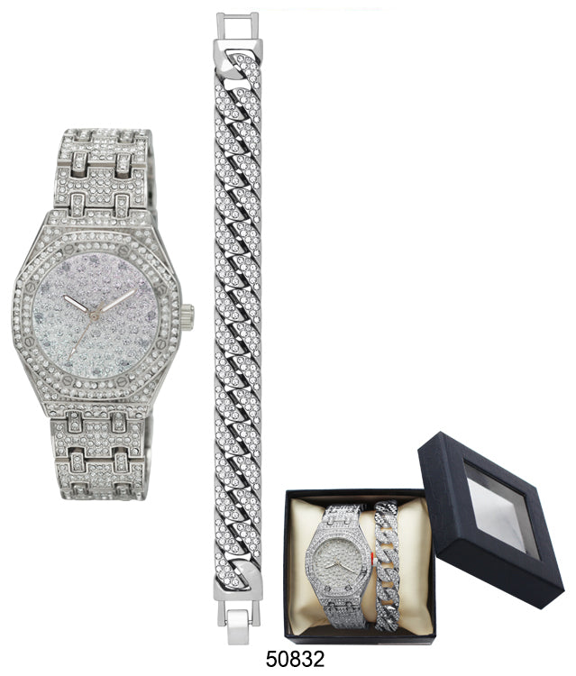 5083 - Boxed Ice Metal Bracelet Watch with Chain