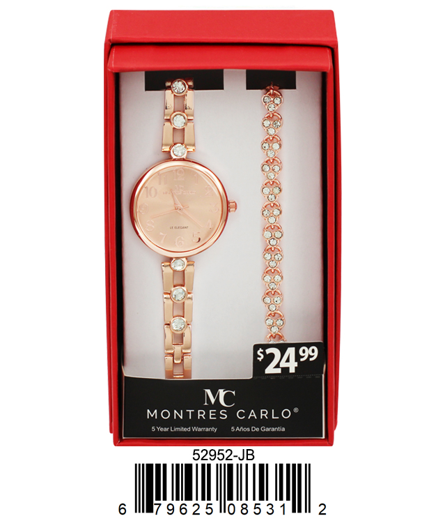 5295-JB - Montres Carlo Jewlery Gift Box with Metal Watch