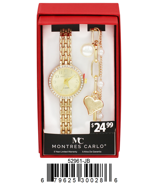 5296-JB - Montres Carlo Jewlery Gift Box with Metal Watch