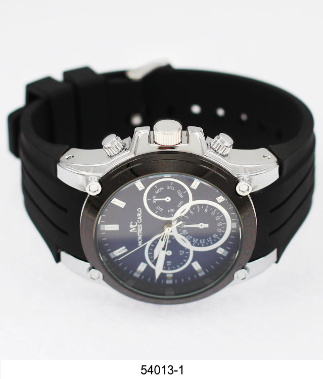 5401-Boxed Montres Carlo Silicone Band Watch With Dog Tag And Necklace