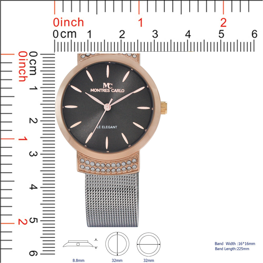 5419-Montres Carlo Mesh Band Watch