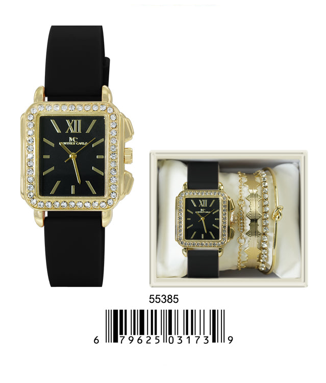5538-JB - Montres Carlo Jewlery Gift Box with PU Band Watch