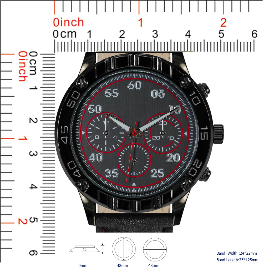5662-B8 - Prepacked Faux Leather Band Watch