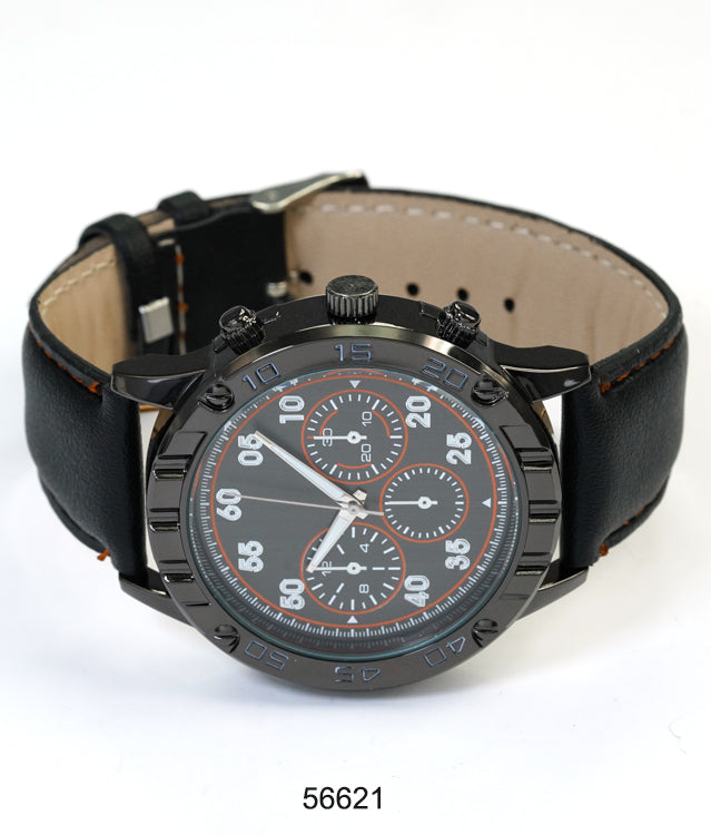 5662-B8 - Prepacked Faux Leather Band Watch