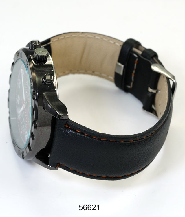 5662-B8 - Prepacked Faux Leather Band Watch
