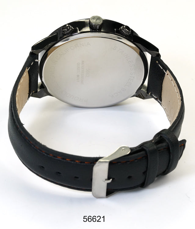 5662-B8 - Prepacked Faux Leather Band Watch
