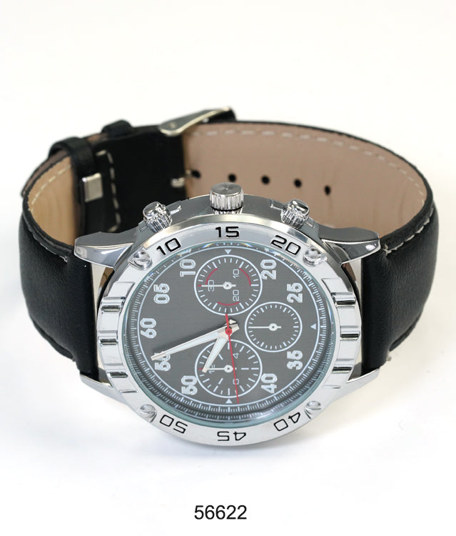 5662-B8 - Prepacked Faux Leather Band Watch