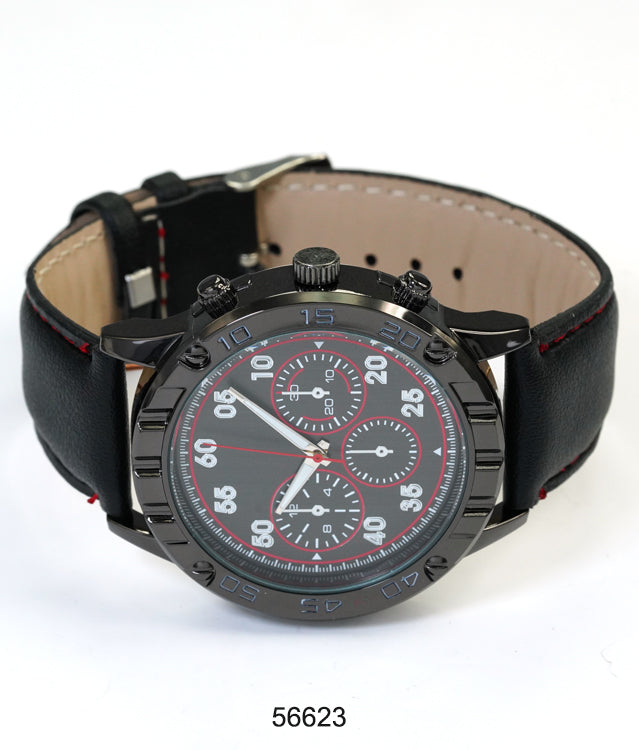 5662-B8 - Prepacked Faux Leather Band Watch