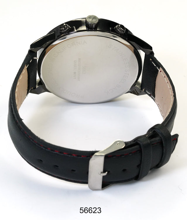 5662-B8 - Prepacked Faux Leather Band Watch