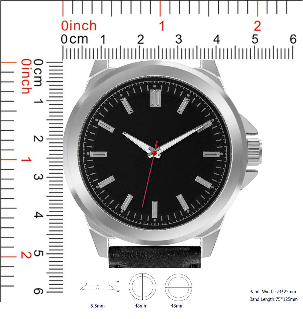5664-B8 - Prepacked Faux Leather Band Watch