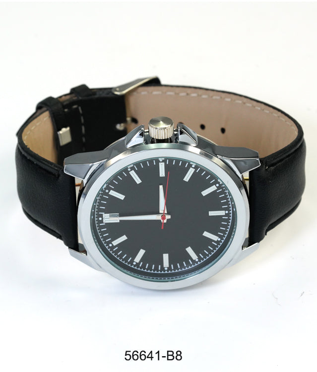 5664-B8 - Prepacked Faux Leather Band Watch