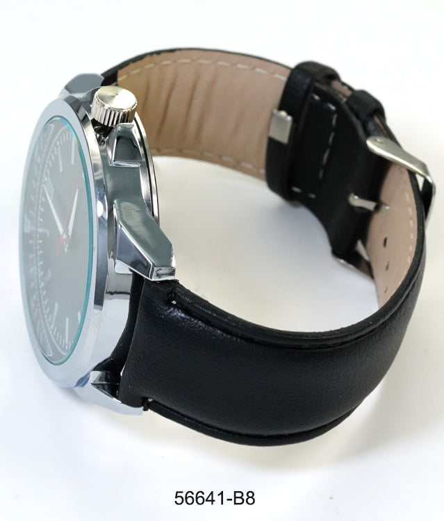 5664-B8 - Prepacked Faux Leather Band Watch