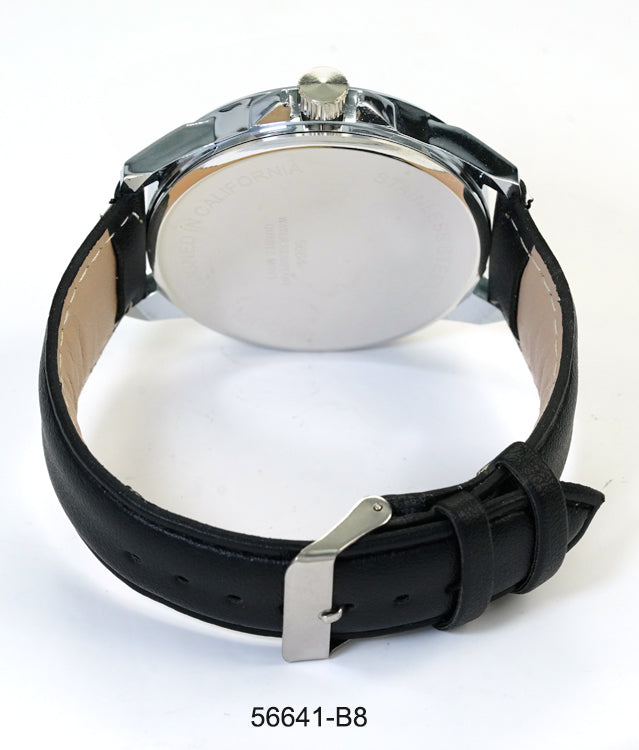 5664-B8 - Prepacked Faux Leather Band Watch