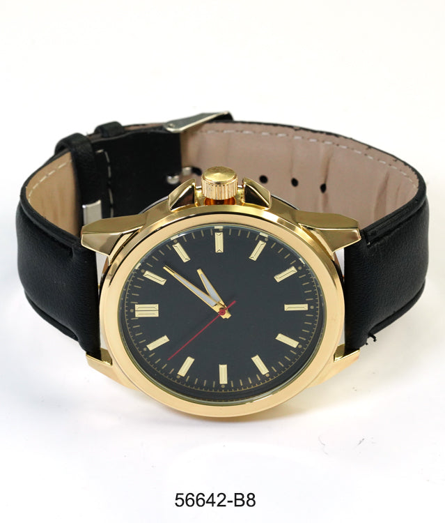 5664-B8 - Prepacked Faux Leather Band Watch