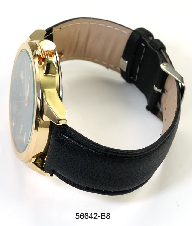 5664-B8 - Prepacked Faux Leather Band Watch