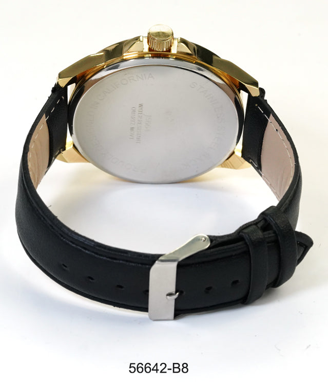 5664-B8 - Prepacked Faux Leather Band Watch