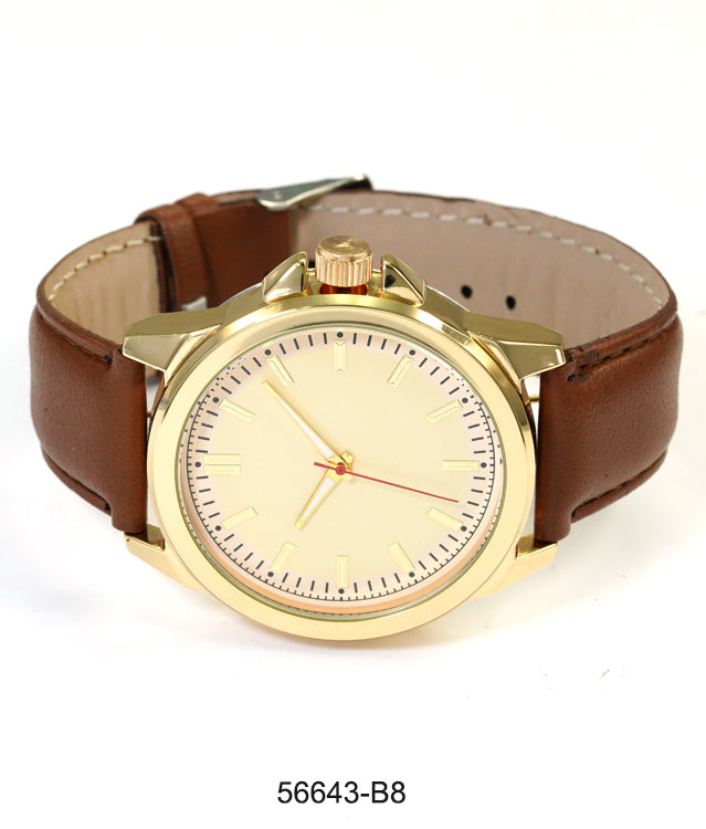 5664-B8 - Prepacked Faux Leather Band Watch