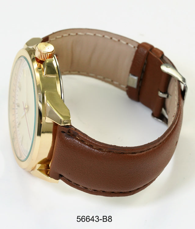 5664-B8 - Prepacked Faux Leather Band Watch