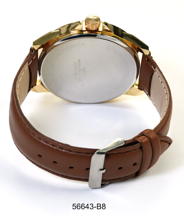 5664-B8 - Prepacked Faux Leather Band Watch