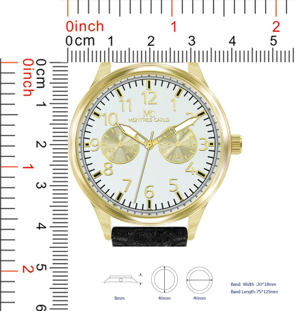 5717-Montres Carlo Faux Leather Band Watch