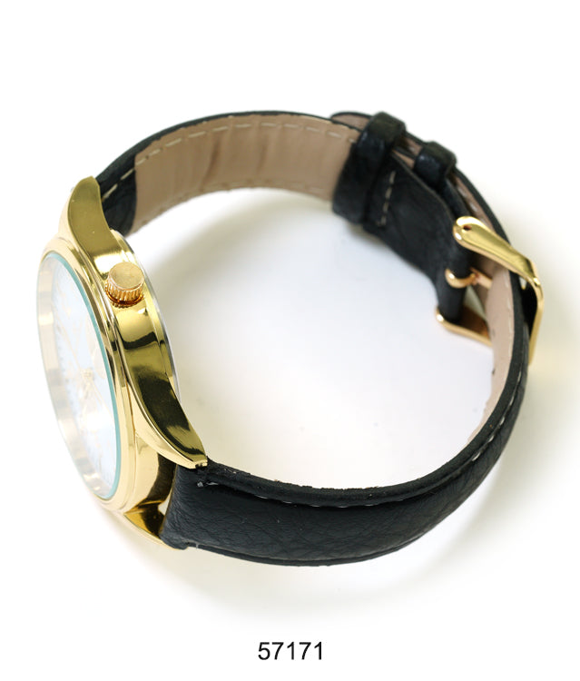 5717-Montres Carlo Faux Leather Band Watch