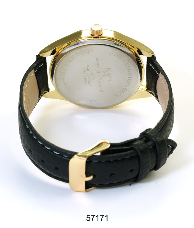 5717-Montres Carlo Faux Leather Band Watch