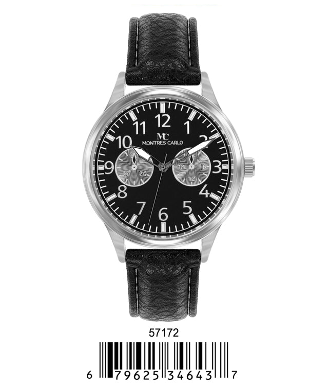 5717-Montres Carlo Faux Leather Band Watch