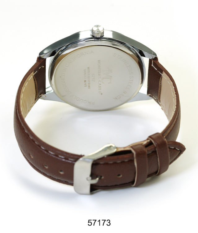 5717-Montres Carlo Faux Leather Band Watch