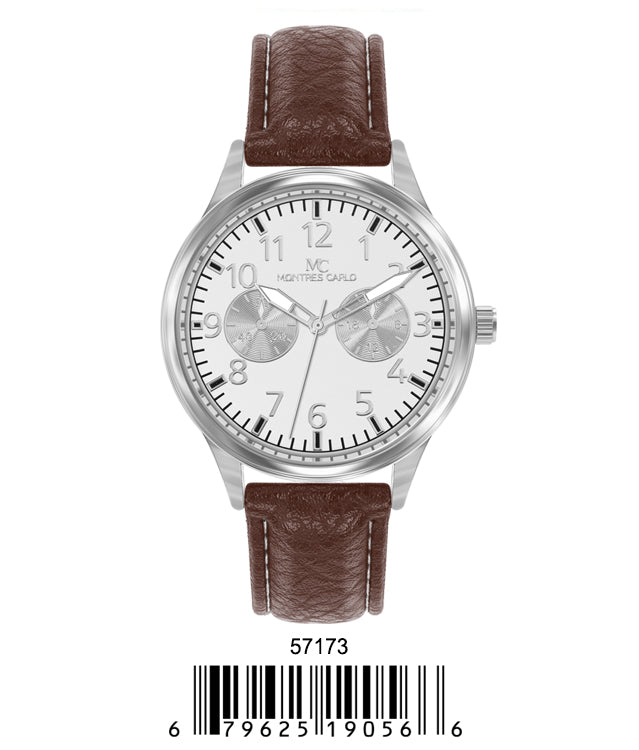 5717-Montres Carlo Faux Leather Band Watch