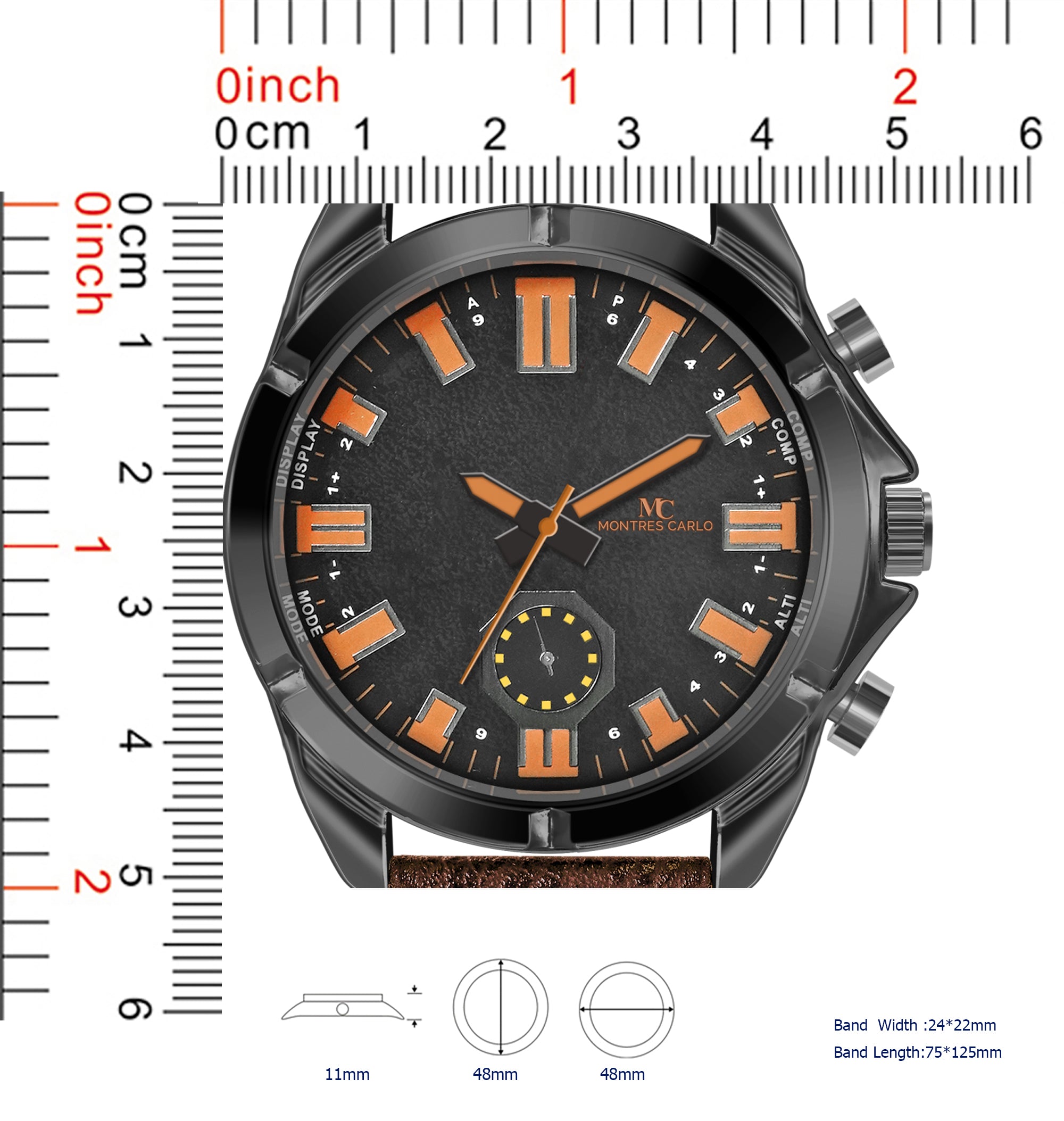 5748-Montres Carlo Faux Leather Band Watch