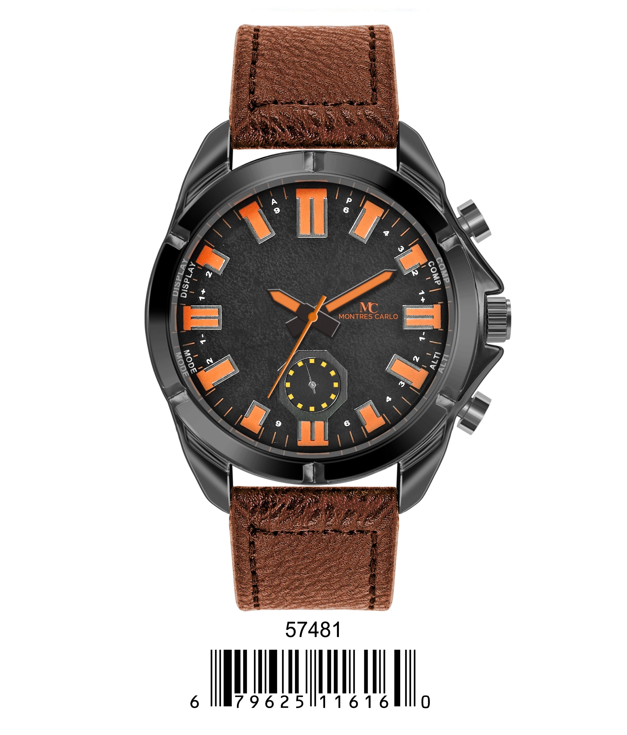 5748-Montres Carlo Faux Leather Band Watch